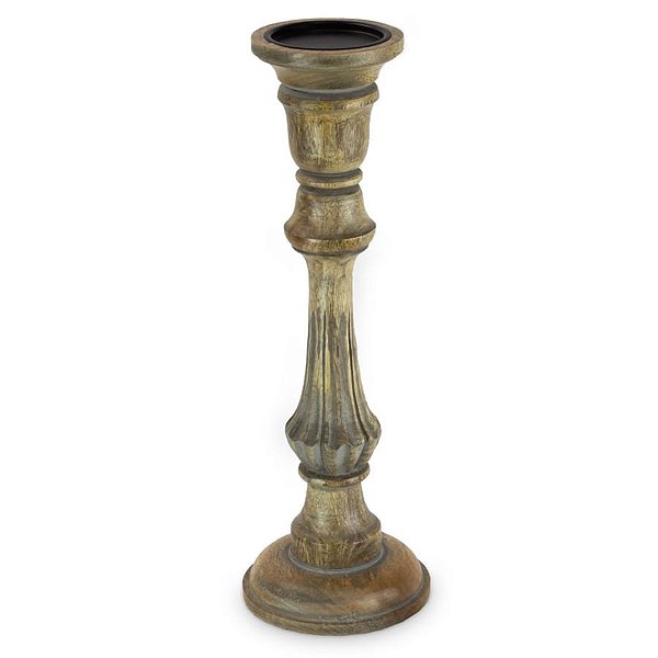 Castiçal em Madeira Natural G 15x15x46