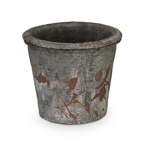 Vaso Terracota Envelhecida Marrom Branco 17x14x12