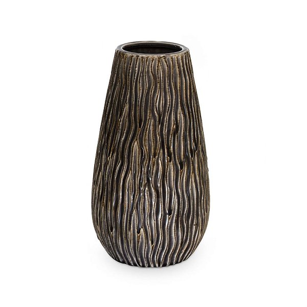 Vaso de Cerâmica com Cônico Textura Marrom P 17x17x30