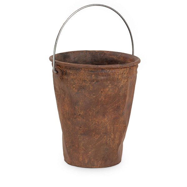 Vaso Terracota com Alça Alta de Ferro 21x21x25