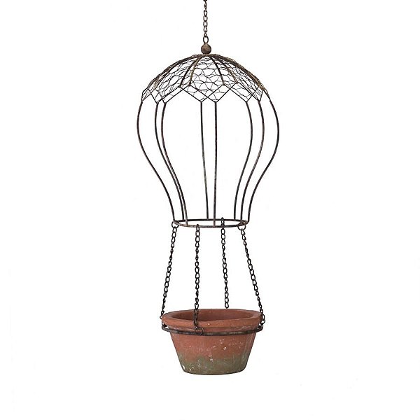 Balao de Metal Envelhecida Cúpula Telada com Vaso 23x2334