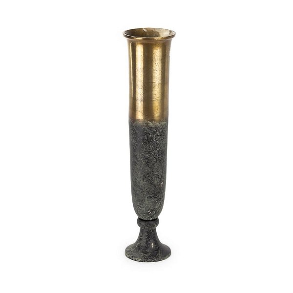 Cálice em Ferro Verde Dourado Envelhecido 14x13x61