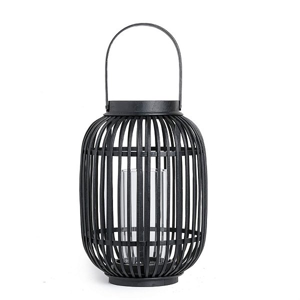Lanterna Decorativa Bambú Preto 36cm
