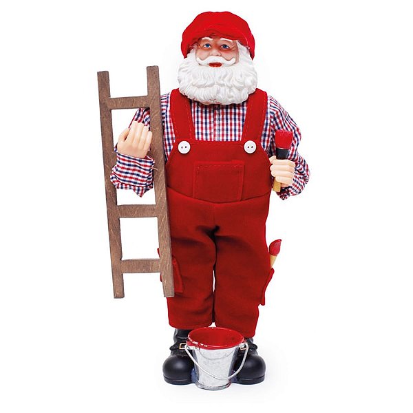 Boneco de Papai Noel Pintor Vermelho e Branco de 28cm