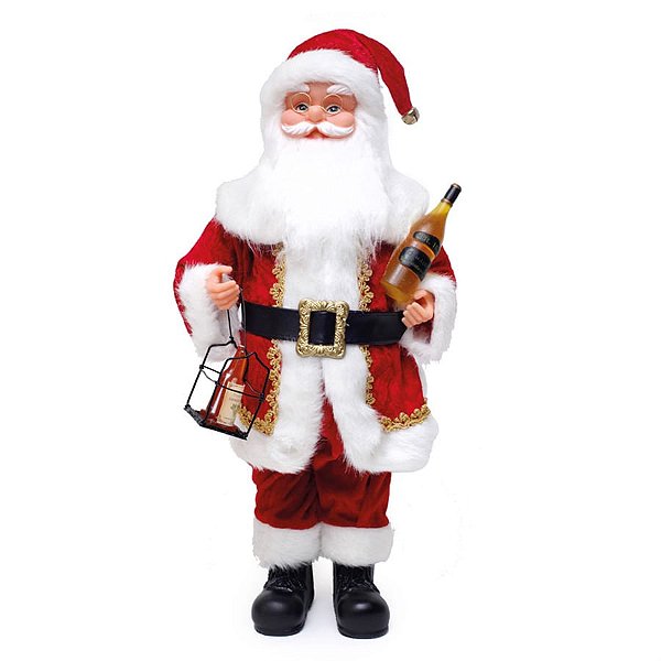 Boneco de Papai Noel com Garrafas Vermelho e Branco de 45cm