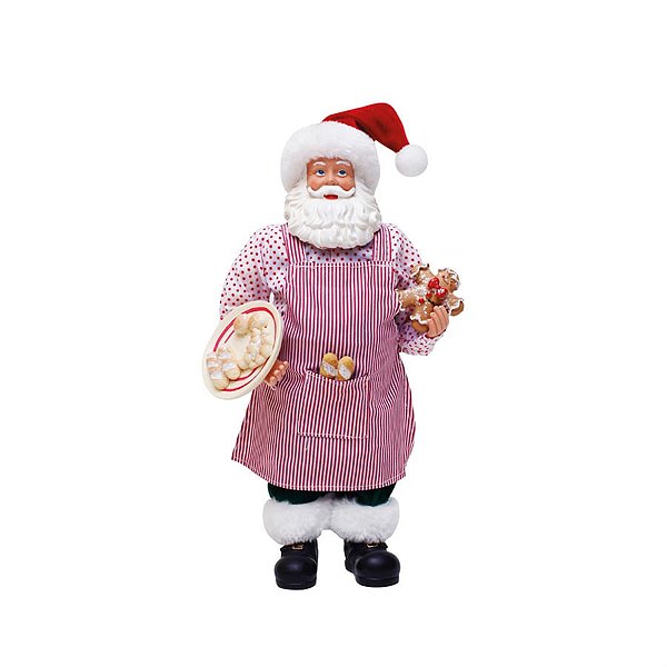 Boneco de Papai Noel com Avental Listras Vermelho e Branco de 28cm
