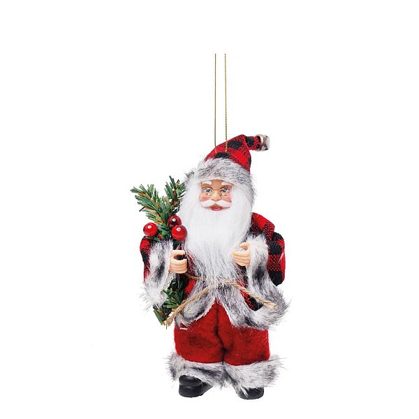 Boneco de Papai Noel Xadrez Vermelho e Preto de 15cm - Jogo com 3 Peças