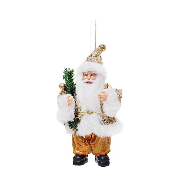 Boneco de Papai Noel Paetê com Frutas Ouro de 15cm - Jogo com 3 Peças