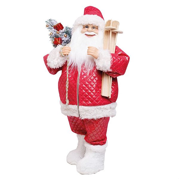 Boneco de Papai Noel Segurando Sky Vermelho e Branco de 62cm