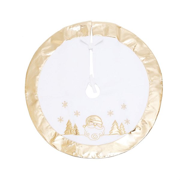 Saia de Árvore Papai Noel Branco e Dourado 90cm
