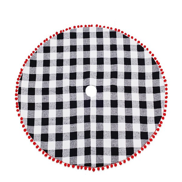 Saia de Árvore Xadrez Preto e Branco e Vermelho 120cm