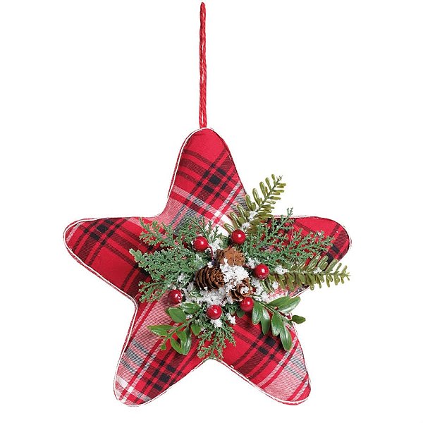 Estrela Xadrez com Arranjo Vermelho e Preto