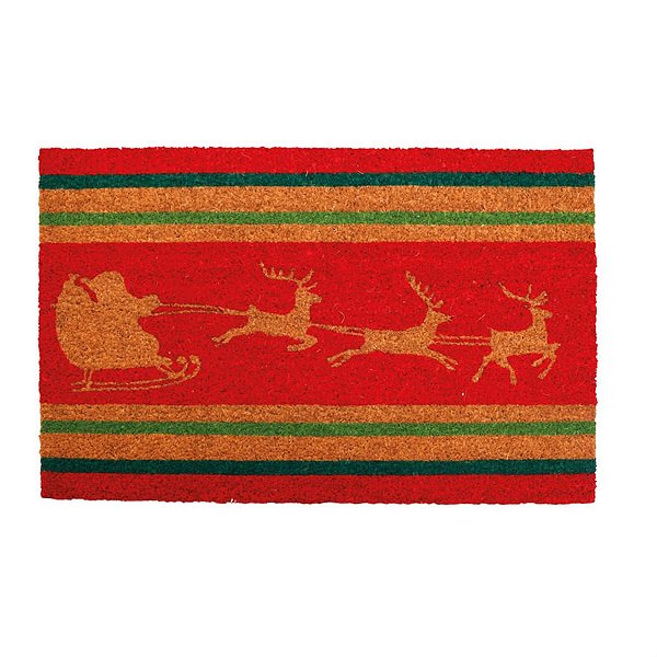 Capacho de Natal Renas Vermelho e Verde e Juta - 1 Unidade
