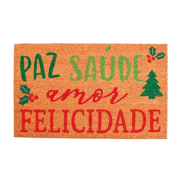 Capacho de Natal Palavras Colorido - 1 Unidade
