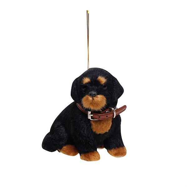 Enfeite para Pendurar - Cach Rottweiler Sentado Preto e Marrom - 3 Un