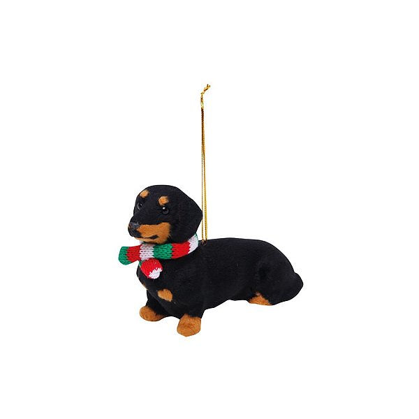 Enfeite para Pendurar - Cachorro Basset Cachecol Preto - 1 Un