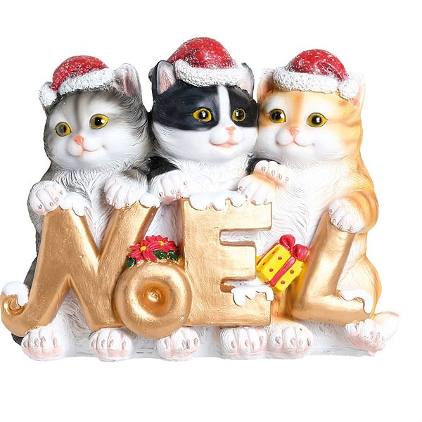 Gatos com Gorro Letreiro Noel Colorido