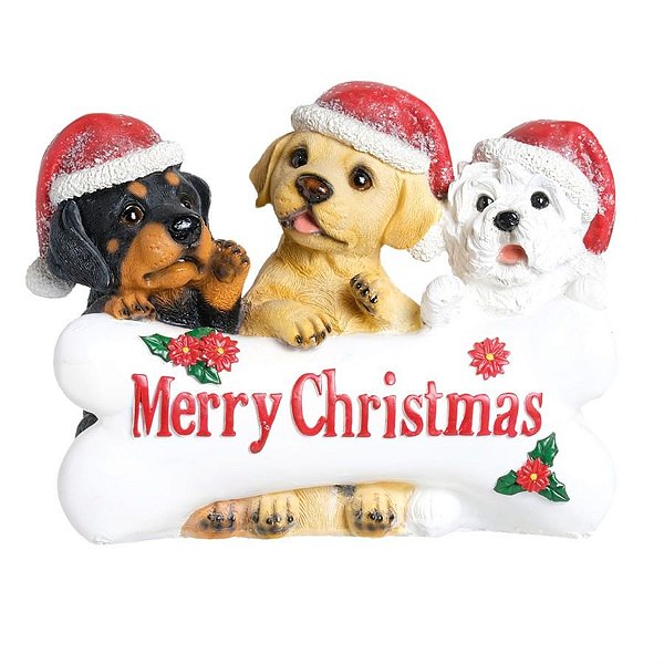 Cachorros com Osso Merry Christmas Colorido