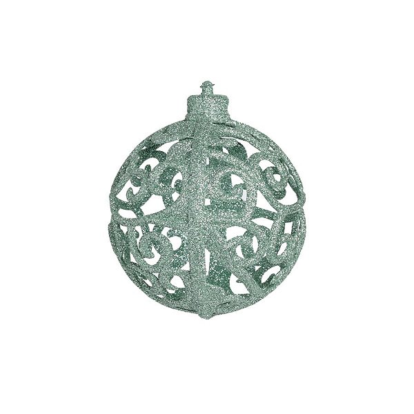 Bola de Natal Arabesco Vazada Verde Hortelã 8cm - 6 Un