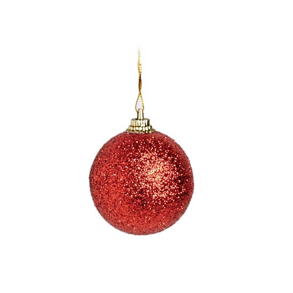 Bola de Natal Glitter Vermelho 4cm - 12 Un