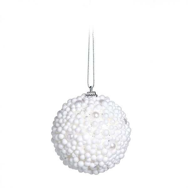 Bola de Natal Perolas Branco 8cm - 6 Peças
