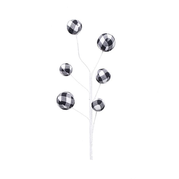 Galho 6 Bolas Xadrez Preto e Branco (Enfeites Trend)