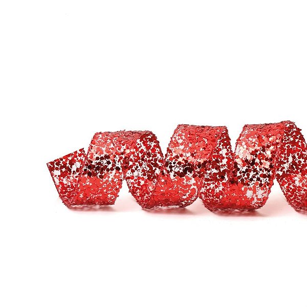 Fita de Natal Glitter Vermelho 6,3cmx914cm - 1 Un