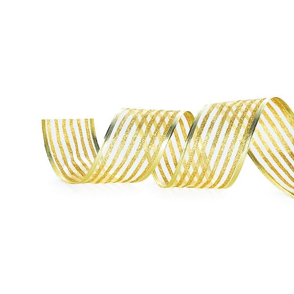 Fita de Natal Listras Ouro 3,8cm - 1 Un