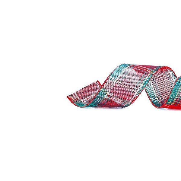 Fita de Natal Xadrez Verde e Vermelho 3,8cmx9,14m - 1 Unidade