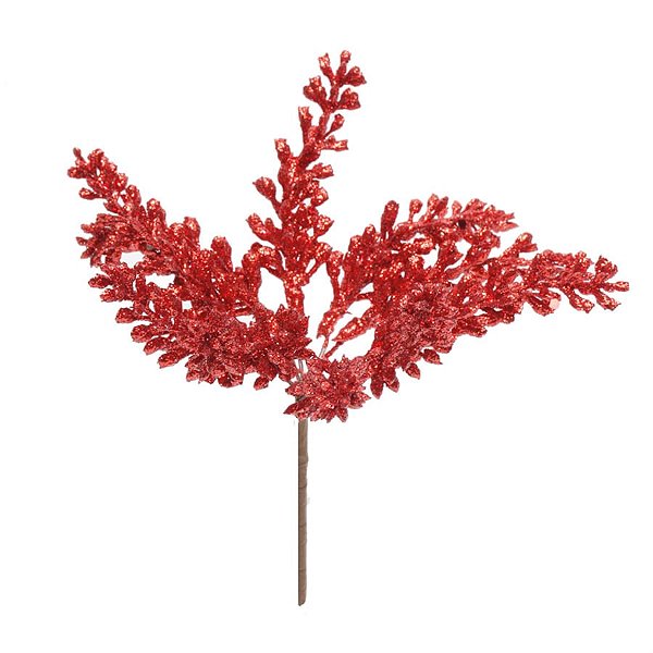 Pick Galho Frutas Glitter Vermelho (Picks) - 1 Un
