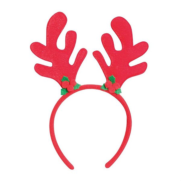 Tiara com Chifres Rena Vermelho e Verde