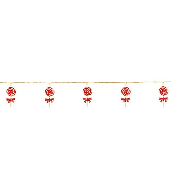 Iluminação de Natal - Pisca Pisca com Pirulito 20 Leds Incolor e Clara 100cm 2 Pilha AA