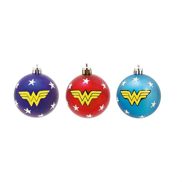 Bola de Natal Mulher Maravilha Sortido Colorido 6cm - 6 Un