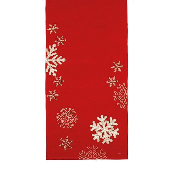 Caminho de Mesa Flocos de Neve Vermelho 175X40
