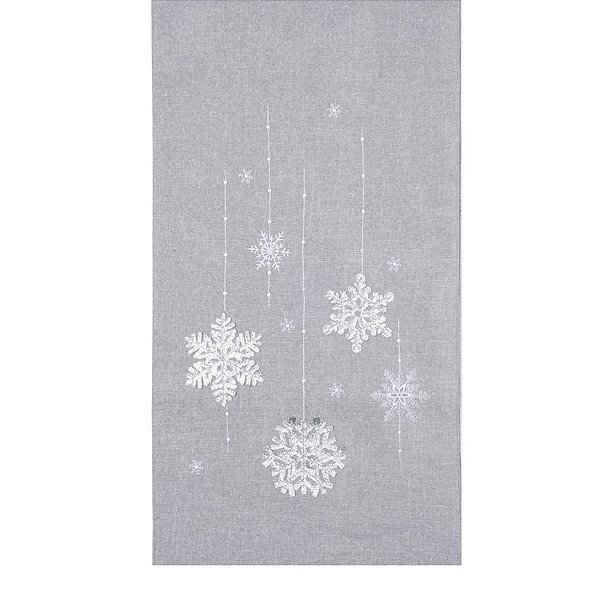 Caminho de Mesa Flocos de Neve Cinza 40X180