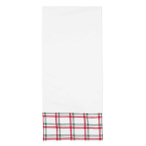 Caminho de Mesa Borda Xadrez Branco e Vermelho e Verde 33X180
