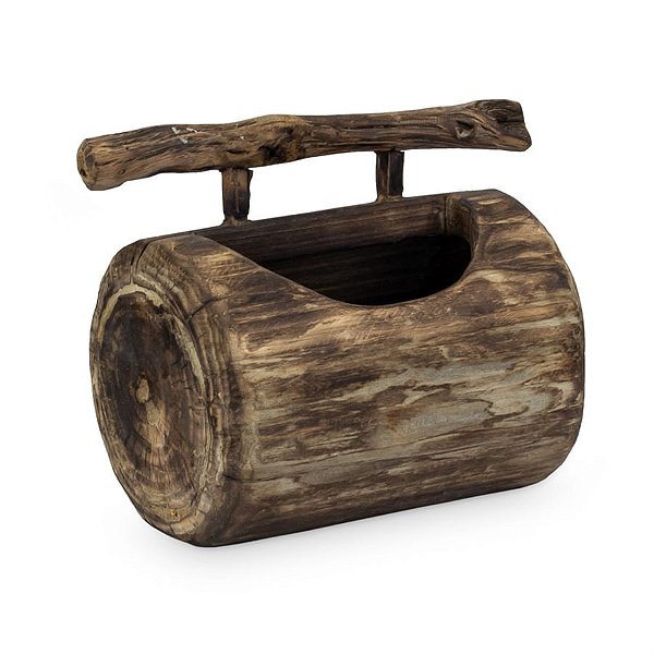 Cachepot em Madeira com Alça - M 24x18x23