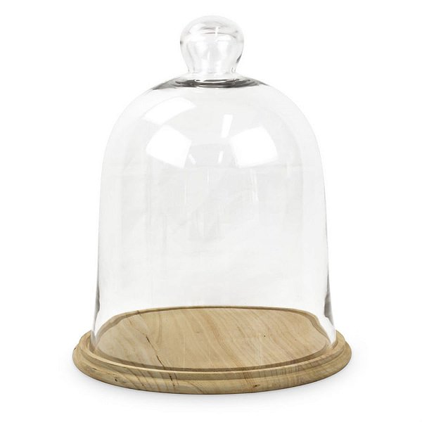 Cúpula de Vidro com Base em Madeira G 34x34x42