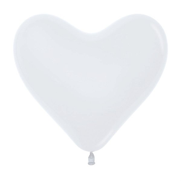 Balão Latex Coração Fashion Sólido Branco 12" / 30cm - 50 Un