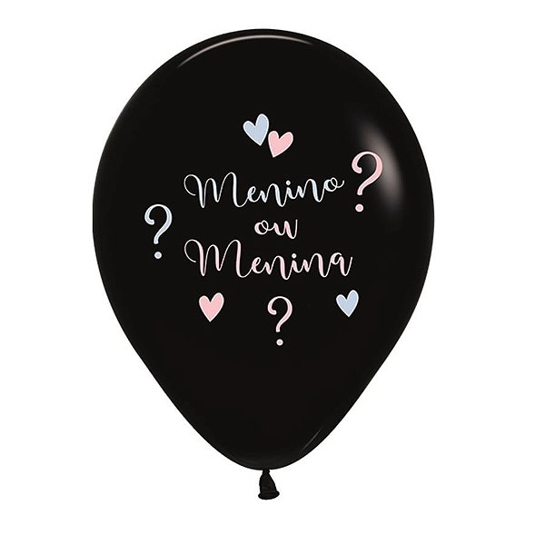 Balão de Látex 2 Lados Menino ou Menina? 12" 30cm Preto - 50 Un