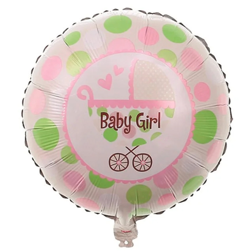 Balão Metalizado Redondo Baby Girl 18" / 45cm