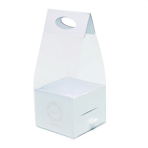 Sacola com Gaveta Liso P 10x10x10cm Branco - 1 Un