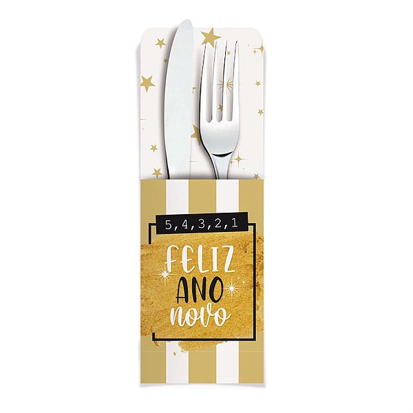Porta Talher Decor Feliz Ano Novo 7X20 - 8 Un