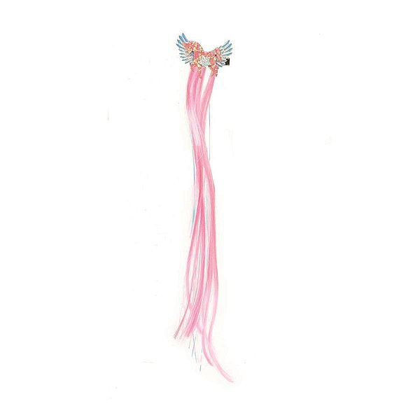 Enfeite para Cabelo Presilha Unicórnio Rosa Claro 39X6,5 com 1 Un
