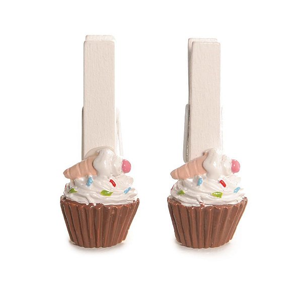 Prendedor Cupcake Marrom - 36 Un