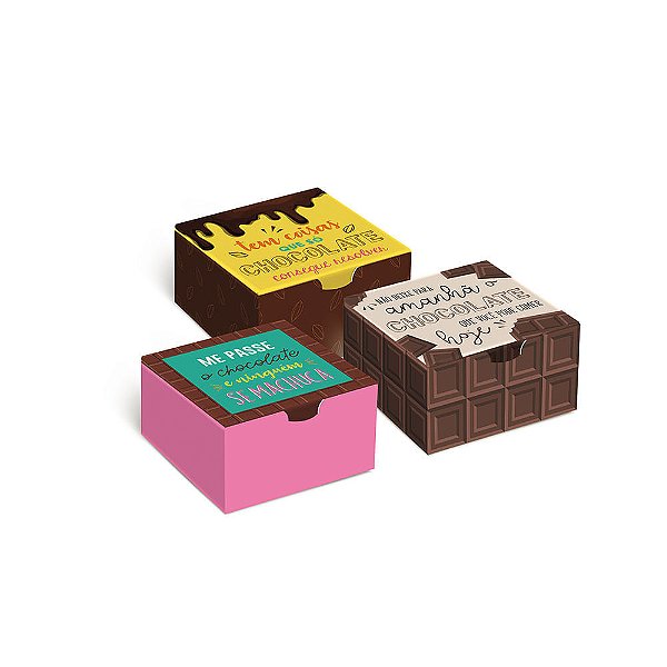Caixa Divertida Para 4 Brigadeiros Chocolate Sortido 8,5x8,5x3,5cm - 10 Un