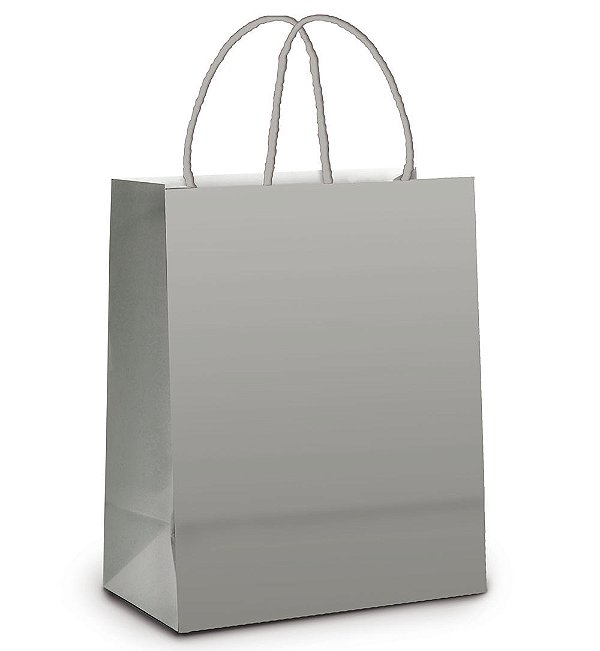 Sacola Papel Prata Fosco G 32x26,5x13 - 10 Un