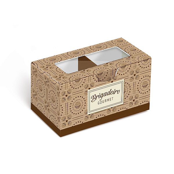 Caixa Para 2 Brigadeiros Brigadelicia Kraft 8,5x5x4,5cm - 10 Un