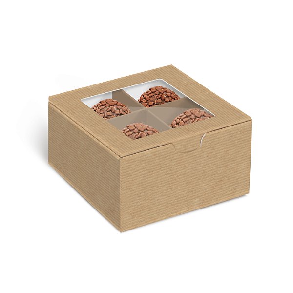 Caixa Para 4 Brigadeiros Kraft 8,5x8,5x4,5cm - 10 Un