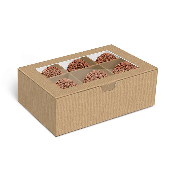 Caixa Para 6 Brigadeiros Kraft 12,8x8,5x4,5cm - 10 Un